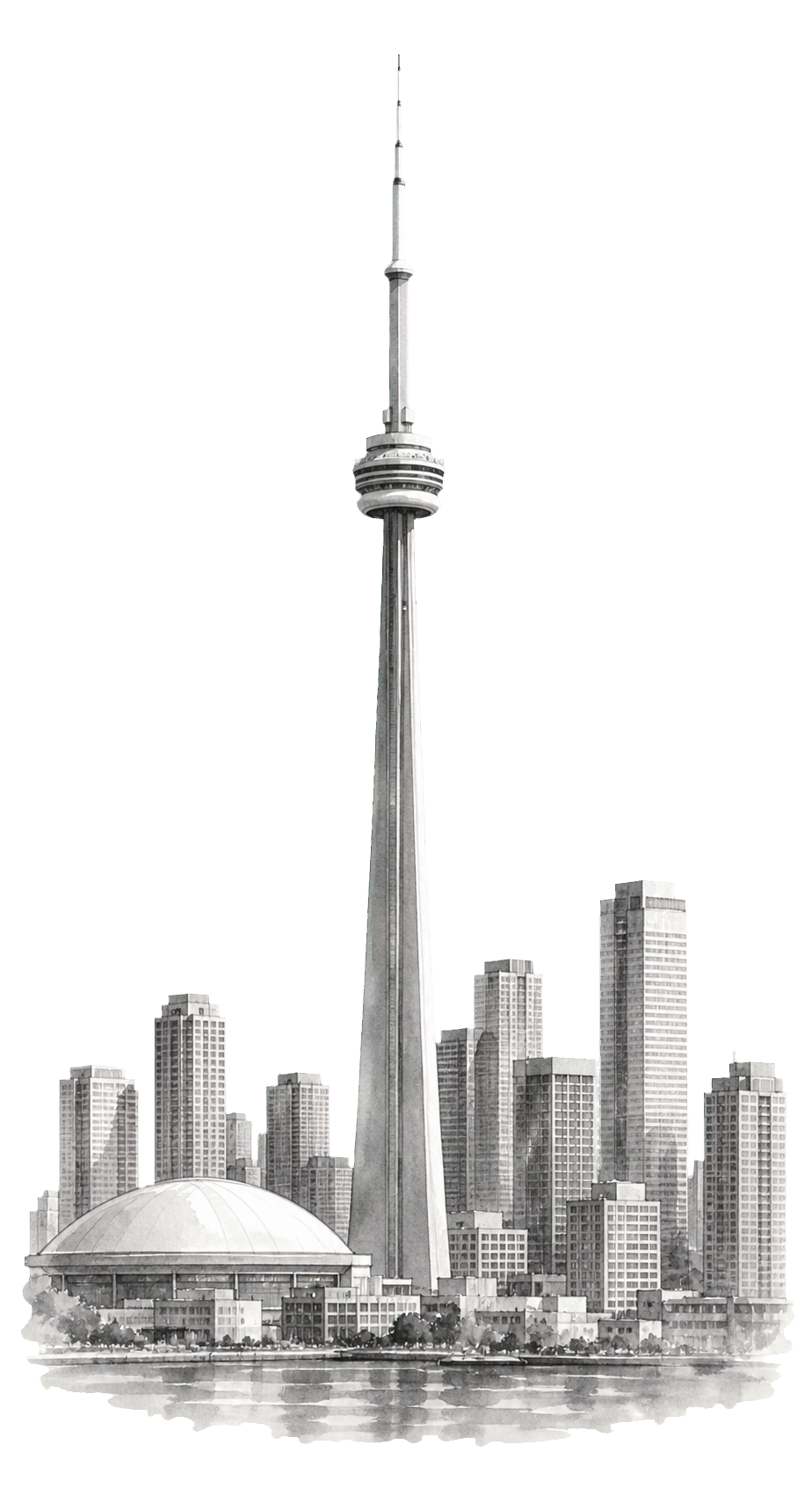 Tour CN et silhouette de Toronto en couche transparente