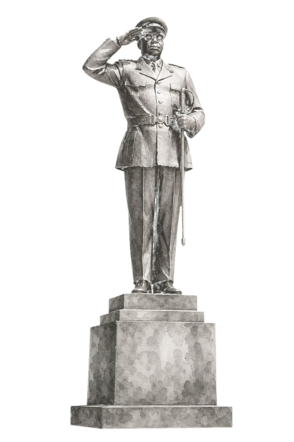 Statue monumentale congolaise en couche transparente