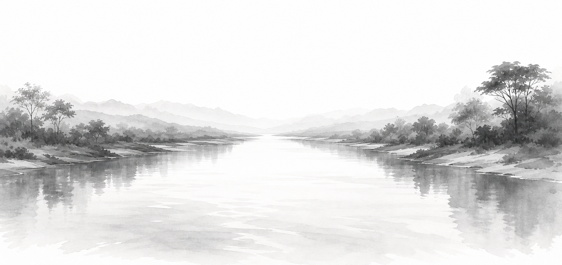Illustration grayscale du corridor fluvial central